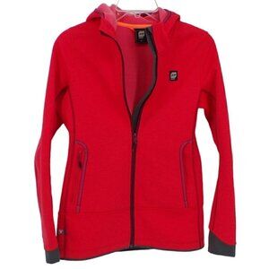 Orage Women's Softshell Fleece Full Zip Hoodie - small, bright coral color